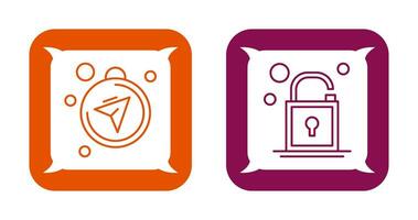 Compass and Open Lock Icon vector