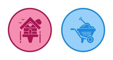 Diging and Birdhouse Icon vector