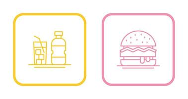 mineral agua y hamburguesa icono vector