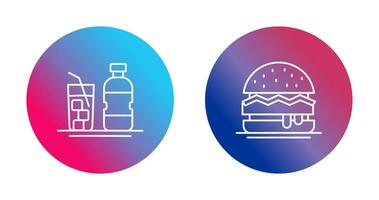 mineral agua y hamburguesa icono vector