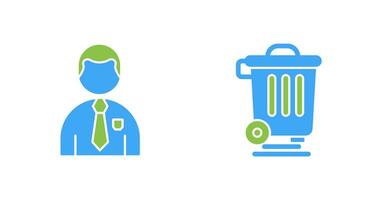 Employee and Dustbin Icon vector