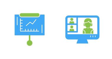 Line Graph and Conference video Call Icon vector