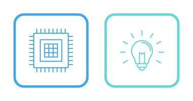 Processor and Light Bulb Icon vector