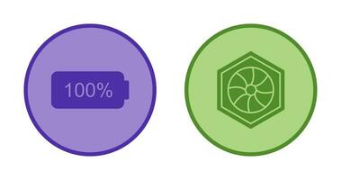 full battery and hexagonal diaphram Icon vector