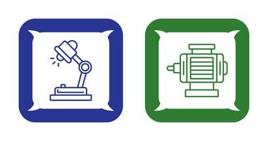 escritorio lámpara y eléctrico motor icono vector