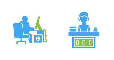 Computer Worker and Office Reception Icon vector