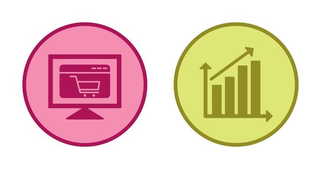 ecommerce website and rising statistics Icon vector