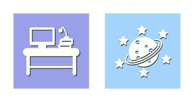 Desktop and Saturn Icon vector