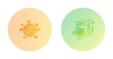 saturn and shooting star Icon vector