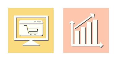 ecommerce website and rising statistics Icon vector