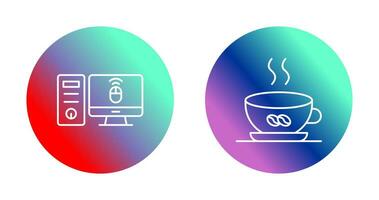 Desktop Computer and Coffee Cup Icon vector