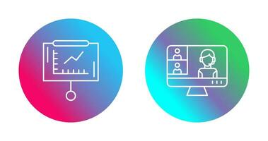 Line Graph and Conference video Call Icon vector