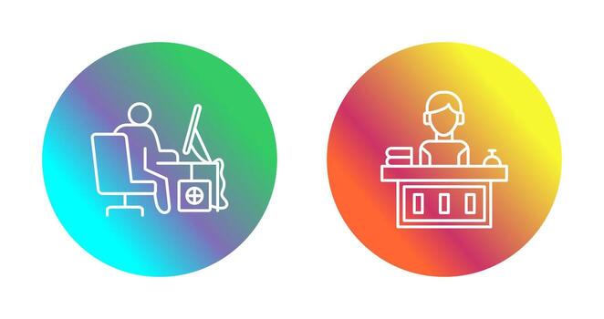Computer Worker and Office Reception Icon vector