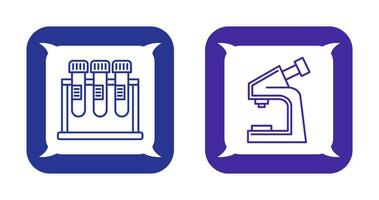 prueba tubo y microscopio icono vector