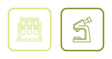 prueba tubo y microscopio icono vector