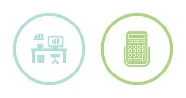 Office Desk and Calculator Icon vector