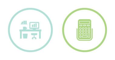 Office Desk and Calculator Icon vector