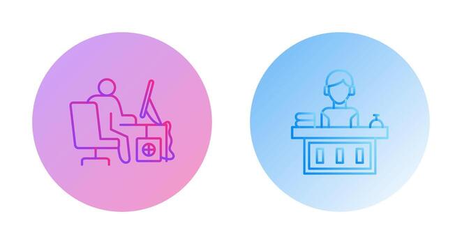 Computer Worker and Office Reception Icon vector