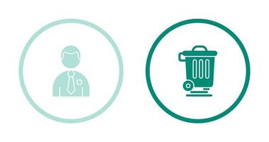 Employee and Dustbin Icon vector