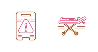 Caution Sign and Stretcher Icon vector