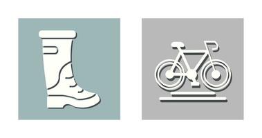 lluvia botas y ciclismo icono vector