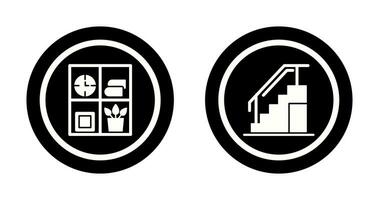 Bookshelf and Stairs Icon vector