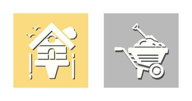 Diging and Birdhouse Icon vector