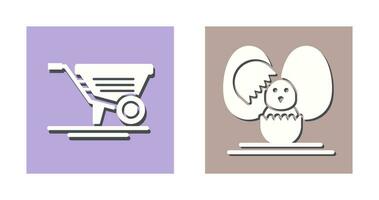 Wheelbarrow and Easter  Icon vector