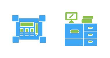 Blueprint and Desk Icon vector