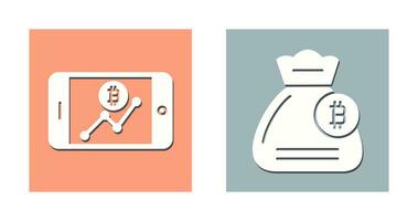 Line Chart and Money Bag Icon vector