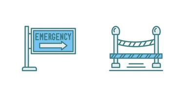 Emergency Sign and Do Not Cross Line, Icon vector