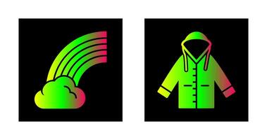 arco iris y impermeable icono vector