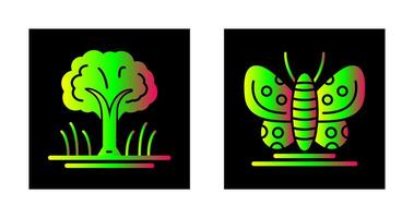 Tree and Butterfly Icon vector