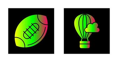 caliente aire globo y fútbol americano icono vector