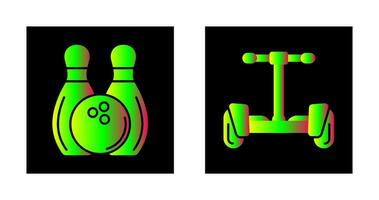 Bowling and Hoverboard Icon vector