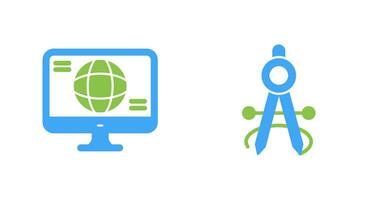 monitor and compass Icon vector