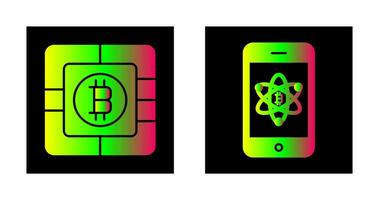 bitcoin chip y móvil icono vector