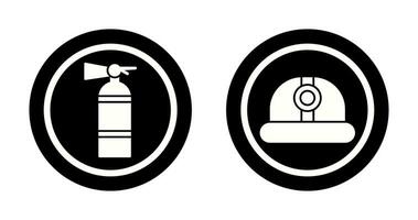 Fire Extinguisher and Hard Hat Icon vector