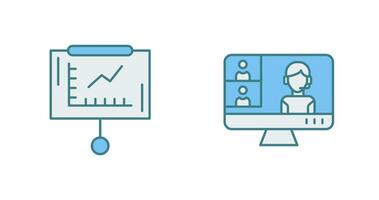 Line Graph and Conference video Call Icon vector