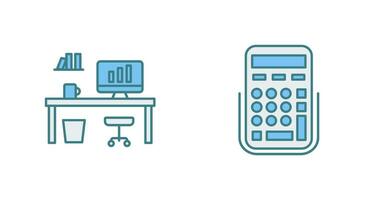 Office Desk and Calculator Icon vector