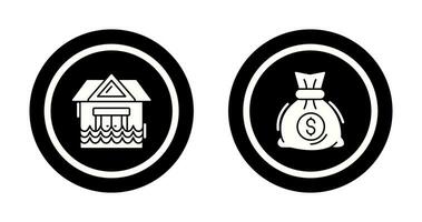 Natural Disaster and Money Bag Icon vector