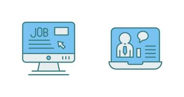 Online Job and Online Job Interview Icon vector