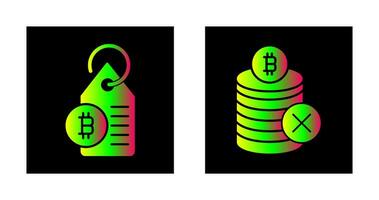 Not Accepted and Bitcoin Label Tag Icon vector