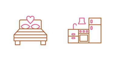 Bedroom and Kitchen Icon vector