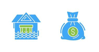 Natural Disaster and Money Bag Icon vector