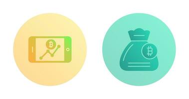 Line Chart and Money Bag Icon vector