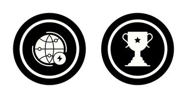 Globe Earth and Trophy Icon vector