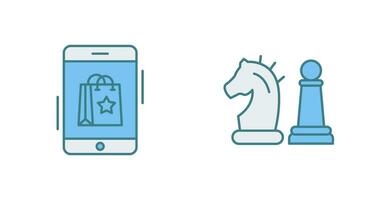 Online Shopping and Chess Piece Icon vector