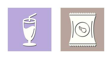 Milkshake and Chips Icon vector