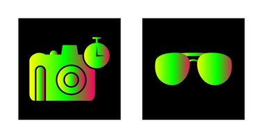 lentes y Temporizador en cámara icono vector